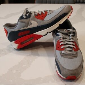 Nike Air Max Gray and Red Athletic Sneakers